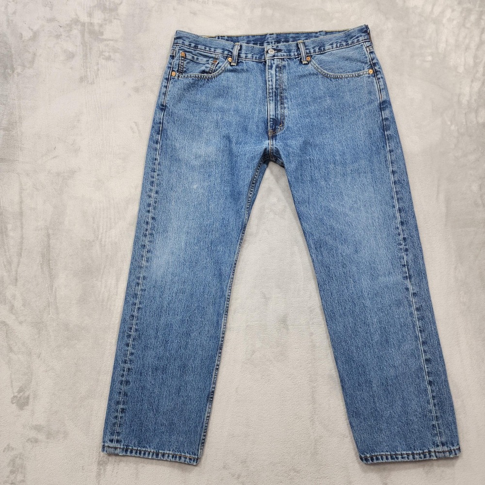 Levi's 505 Jeans Mens 38x29 Blue Medium Wash Regular Fit Straight Denim Casual